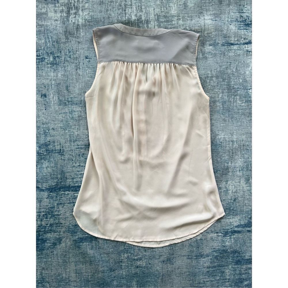 Ann Taylor Loft Cream Pink Gray Sleeveless Button Neck Blouse XS - Picture 7 of 7